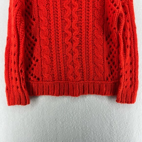 Free People Sweater Women's Sz S Red Open Cable Knit Chunky Pullover Long Sleeve - Picture 10 of 13
